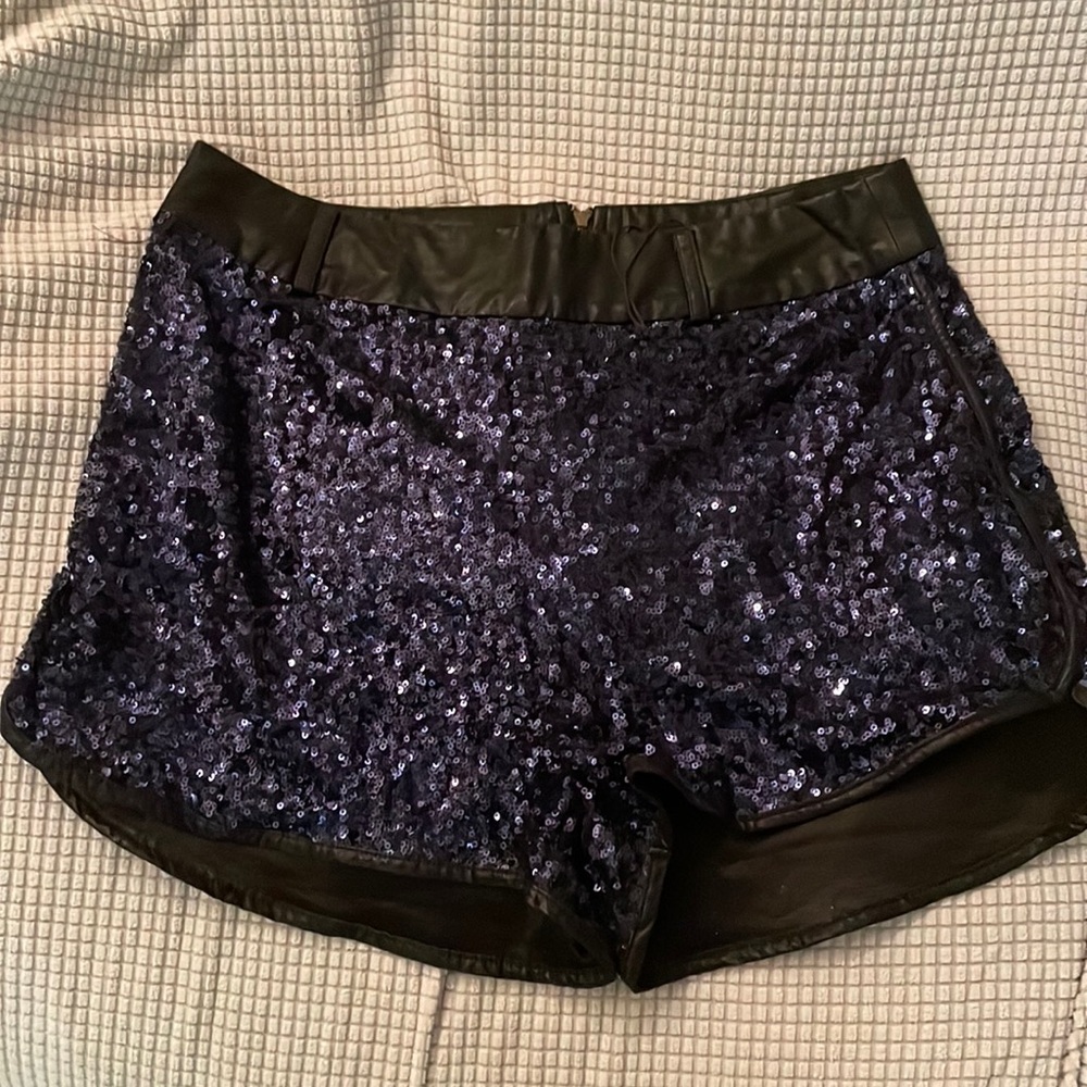 Dark purple sequined sexy shorts size large brand name Honey Punch